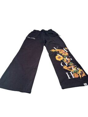 Isaac Morris Van Gogh Wide Leg Sunflower Lounge Pants Womens Embroidered Elastic